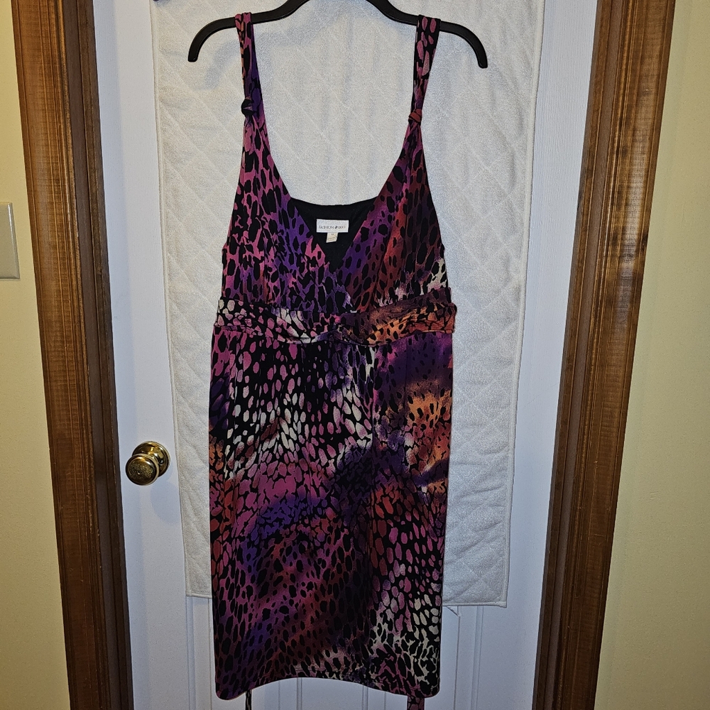 1X Fashion Bug Pink/Purple/Orange/Black Animal Print Sundress Vintage Y2K